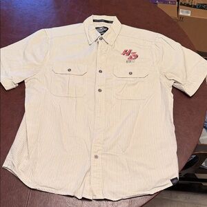 Harley-Davidson Cream Striped Button Down Shirt